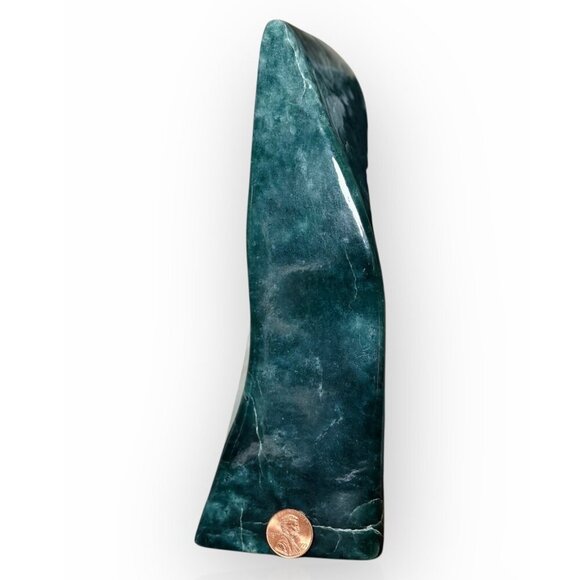 Freeform Jade Sculpture Green Charka Home Decor Accent Piece Over 8 Inches Tall - Picture 9 of 16